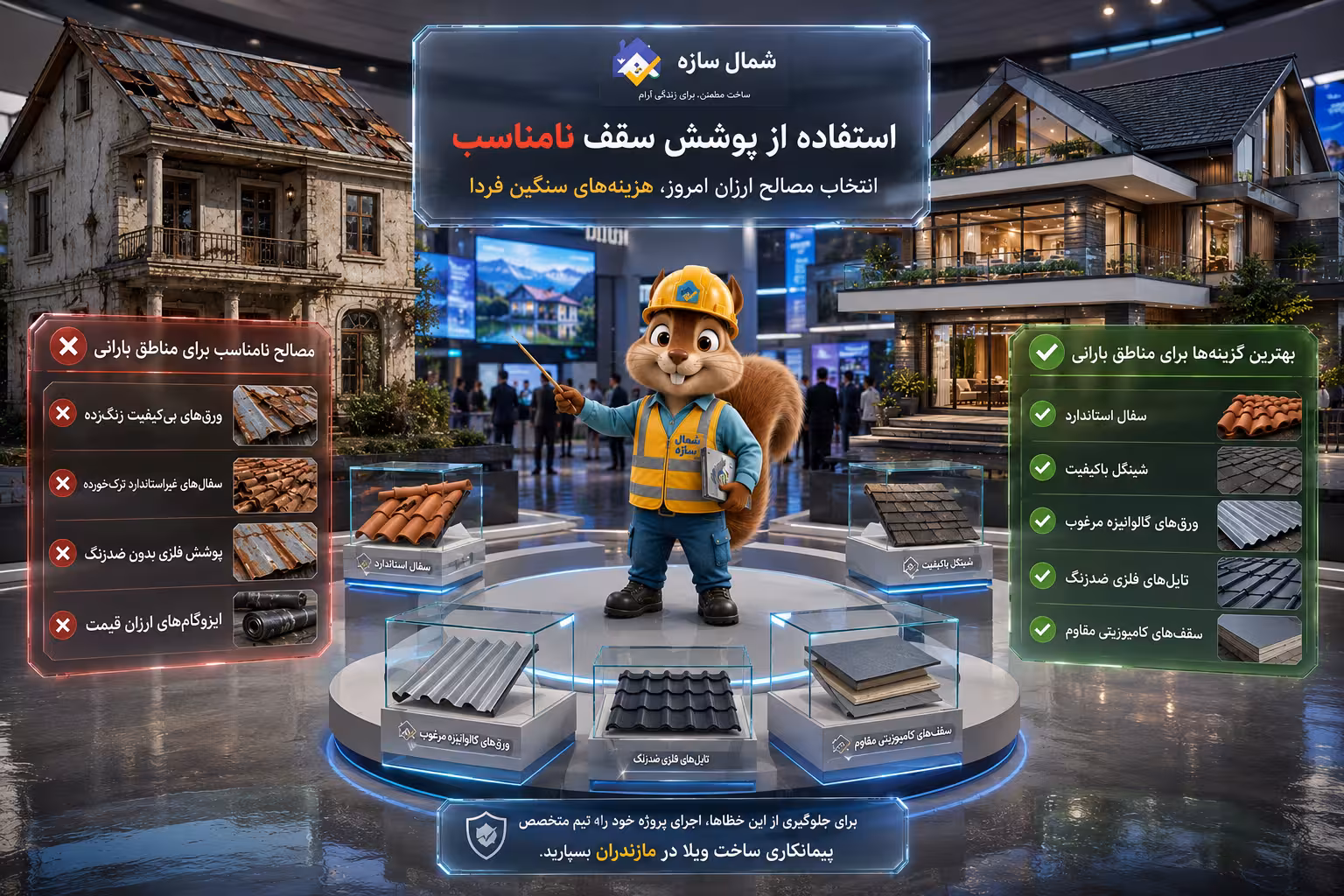 اجرای سقف ویلا استفاده از پوشش سقف نامناسب