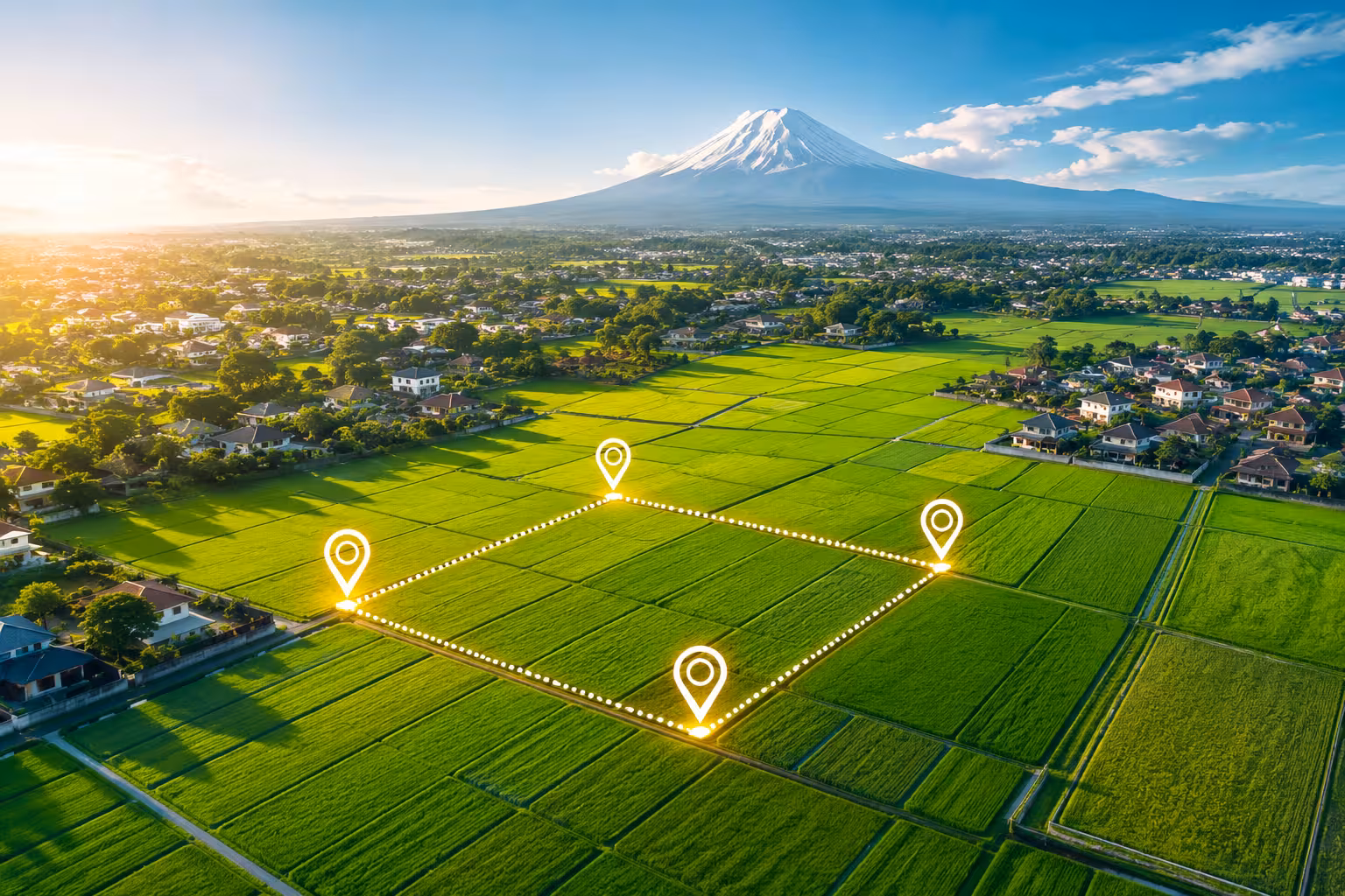 شمال سازه Real estate map over rural landscape