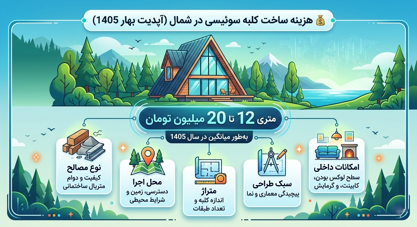 ساخت کلبه سوئیسی قیمت و هزینه ساخت کلیه سوئیسی